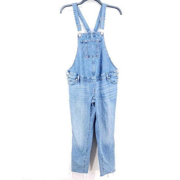 Isabel Maternity Denim Overalls Size 4 Cotton Blend Blue Raw Hem - Picture 1 of 9